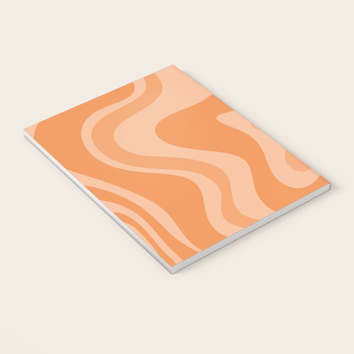 Retro Liquid Swirl Abstract Pattern in Muted Apricot Orange Notebook Gallery Image 3