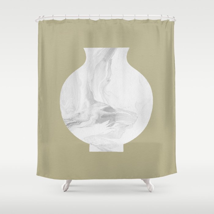 Marble Porcelain Vase - Beige Shower Curtain Gallery Image 1
