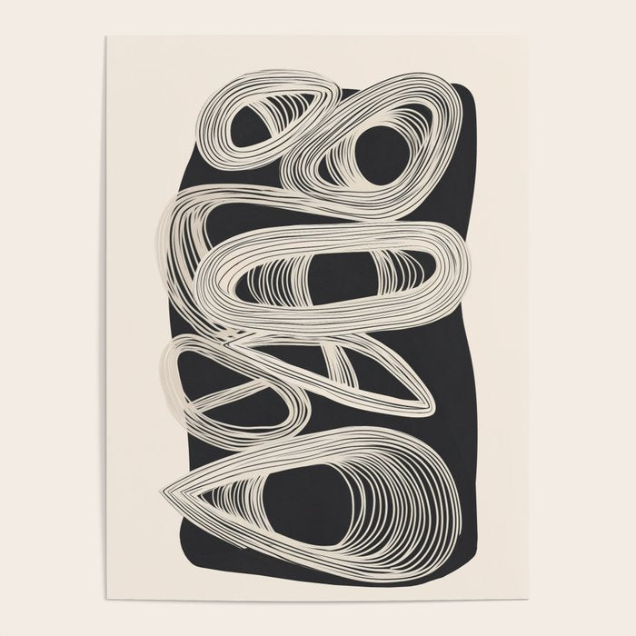 Continuous Flow - Monochrome Abstract Design Poster Gallery Image 4