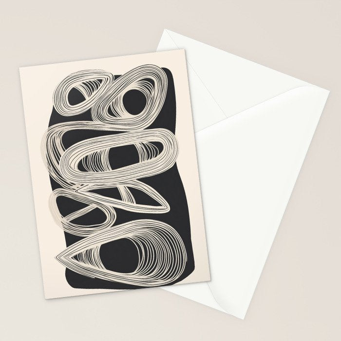 Continuous Flow - Monochrome Abstract Design Stationery Card Gallery Image 2