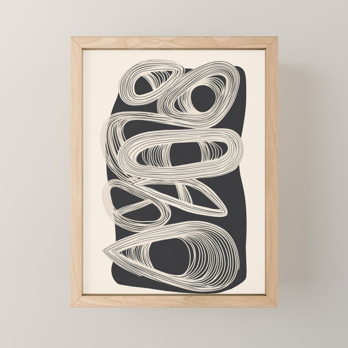 Continuous Flow - Monochrome Abstract Design Mini Art Print Gallery Image 1