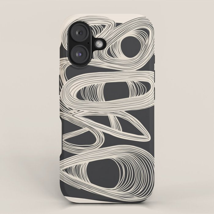 Continuous Flow - Monochrome Abstract Design iPhone Case Gallery Image 1