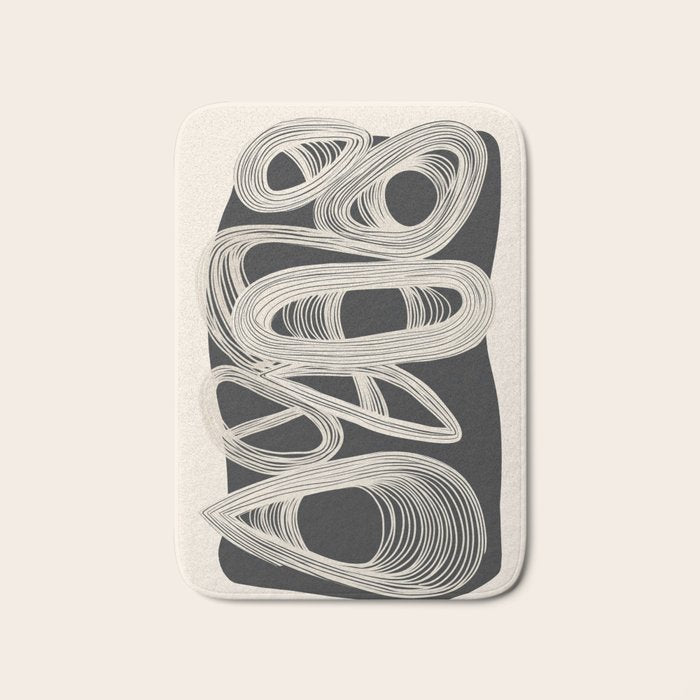 Continuous Flow - Monochrome Abstract Design Bath Mat Gallery Image 1