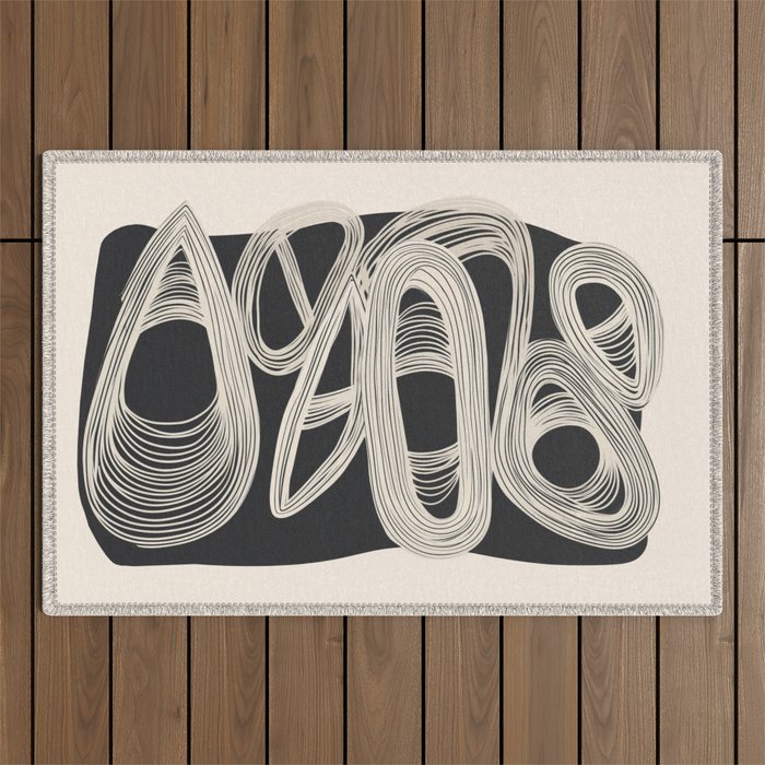 Continuous Flow - Monochrome Abstract Design Outdoor Rug Gallery Image 1