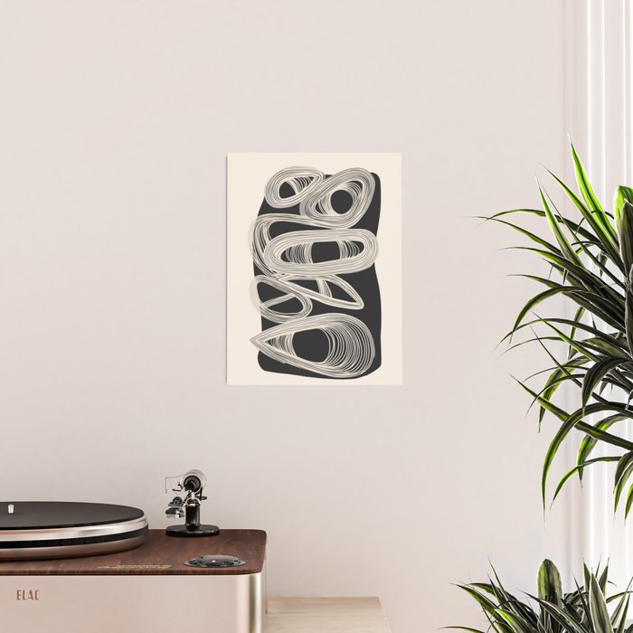 Continuous Flow - Monochrome Abstract Design Poster Gallery Image 2