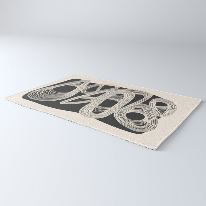 Continuous Flow - Monochrome Abstract Design Rug Gallery Image 3