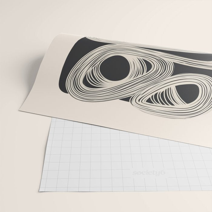 Continuous Flow - Monochrome Abstract Design Wrapping Paper Gallery Image 2
