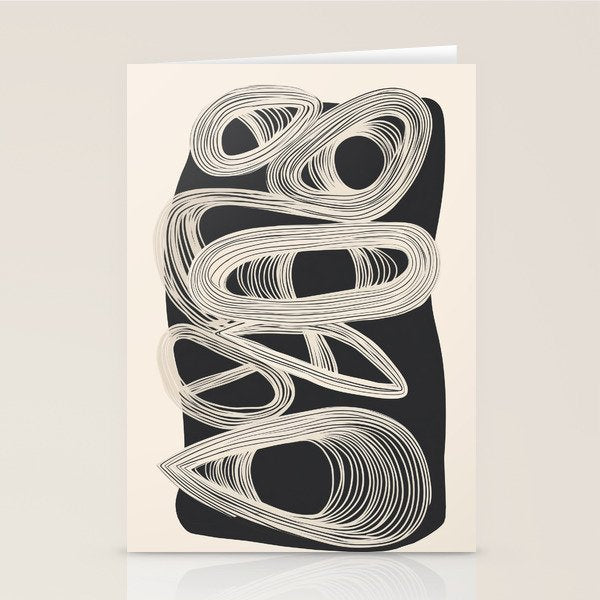 Continuous Flow - Monochrome Abstract Design Stationery Card Gallery Image 1