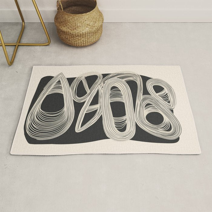 Continuous Flow - Monochrome Abstract Design Rug Gallery Image 1