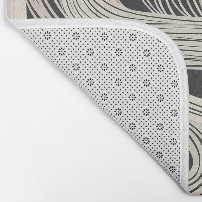 Continuous Flow - Monochrome Abstract Design Bath Mat Gallery Image 2
