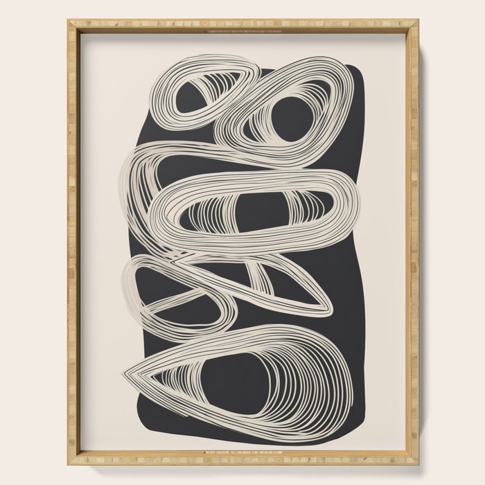 Continuous Flow - Monochrome Abstract Design Serving Tray Gallery Image 1