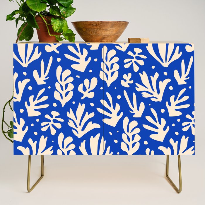 matisse pattern with leaves in blu Credenza Gallery Image 1