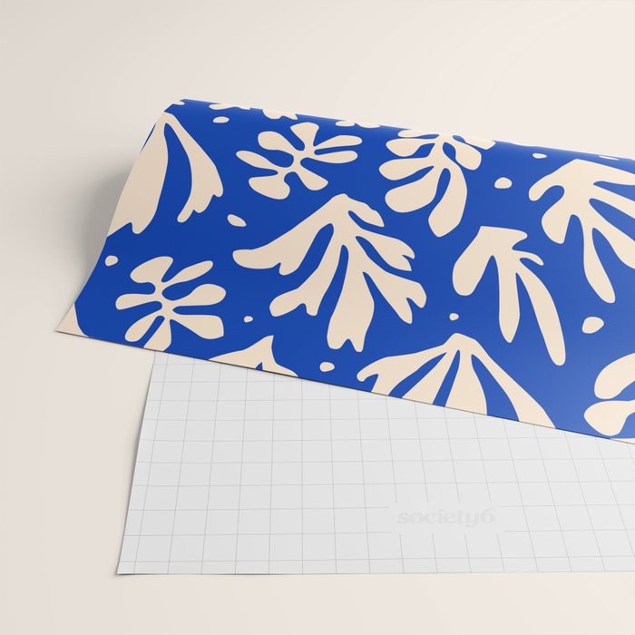 matisse pattern with leaves in blu Wrapping Paper Gallery Image 2