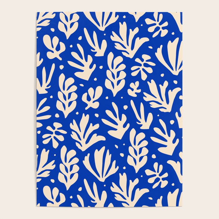 matisse pattern with leaves in blu Poster Gallery Image 4