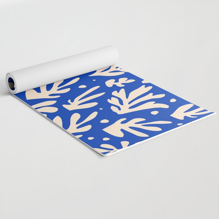 matisse pattern with leaves in blu Yoga Mat Gallery Image 2
