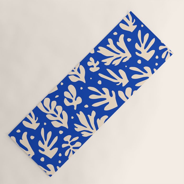 matisse pattern with leaves in blu Yoga Mat Gallery Image 1