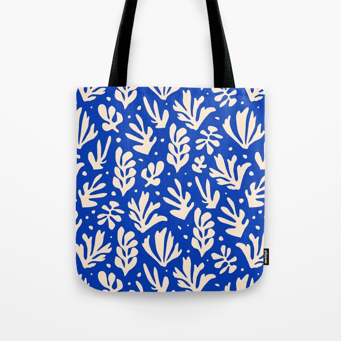 matisse pattern with leaves in blu Tote Bag Gallery Image 1