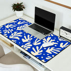 matisse pattern with leaves in blu Desk Mat Gallery Image 2