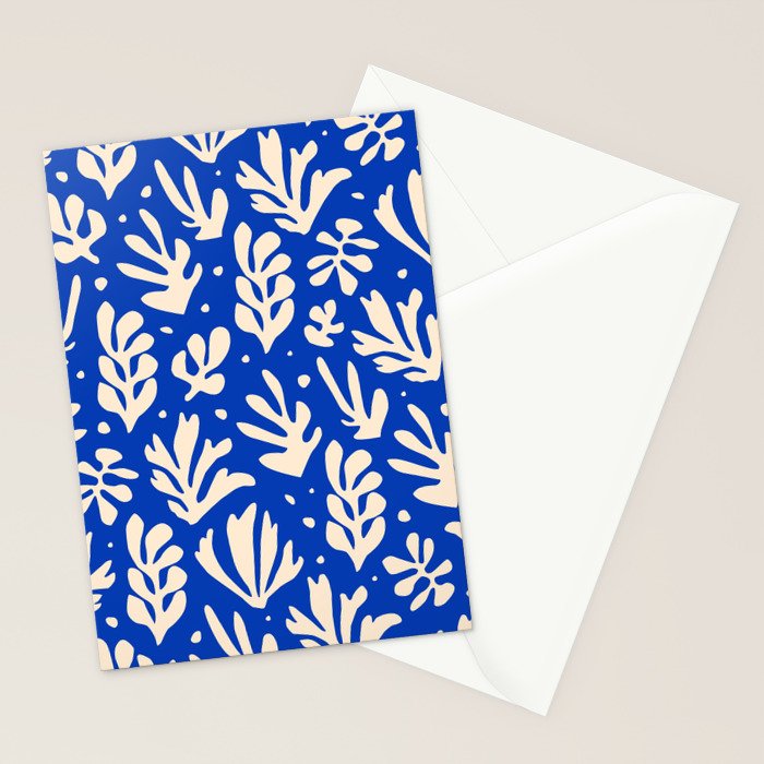 matisse pattern with leaves in blu Stationery Card Gallery Image 2