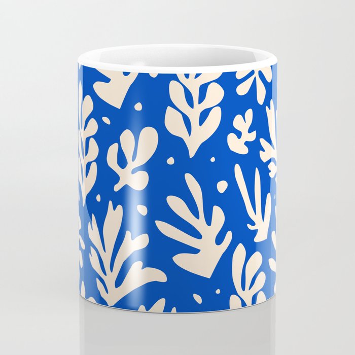 matisse pattern with leaves in blu Coffee Mug Gallery Image 4