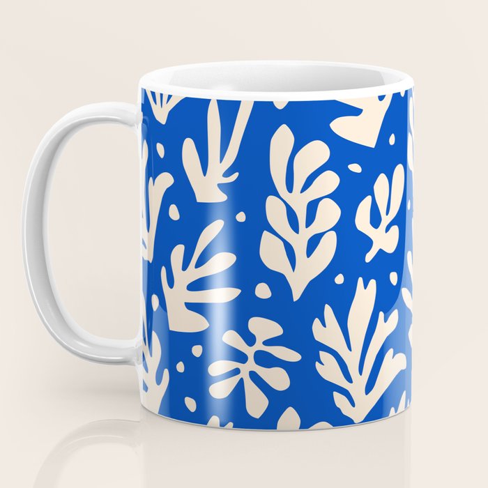 matisse pattern with leaves in blu Coffee Mug Gallery Image 3
