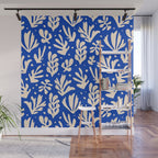 matisse pattern with leaves in blu Wall Mural Gallery Image 1