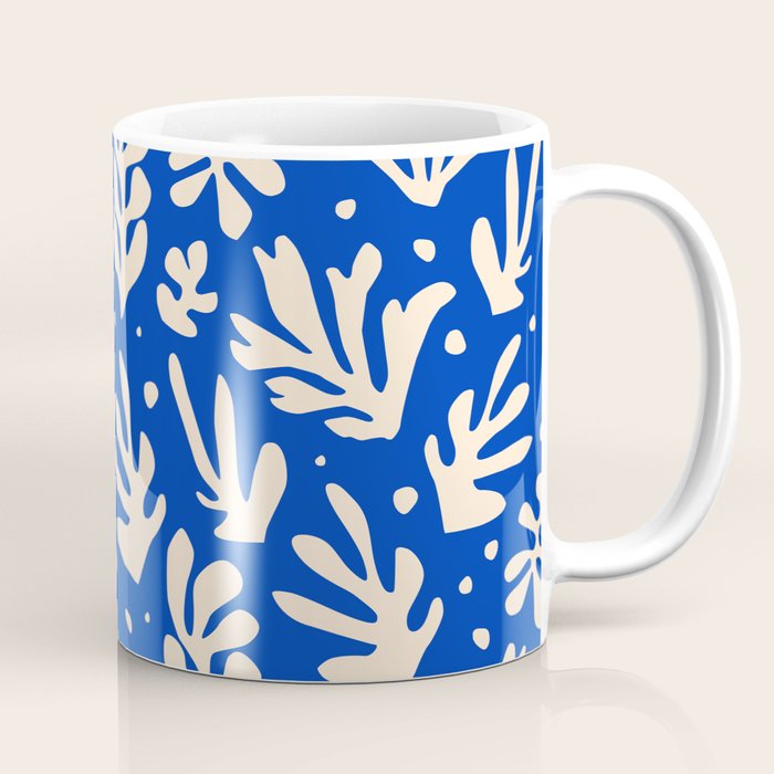 matisse pattern with leaves in blu Coffee Mug Gallery Image 1