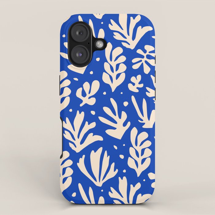 matisse pattern with leaves in blu iPhone Case Gallery Image 1