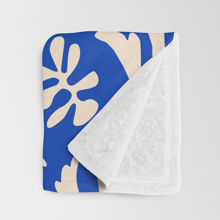 matisse pattern with leaves in blu Throw Blanket Gallery Image 3