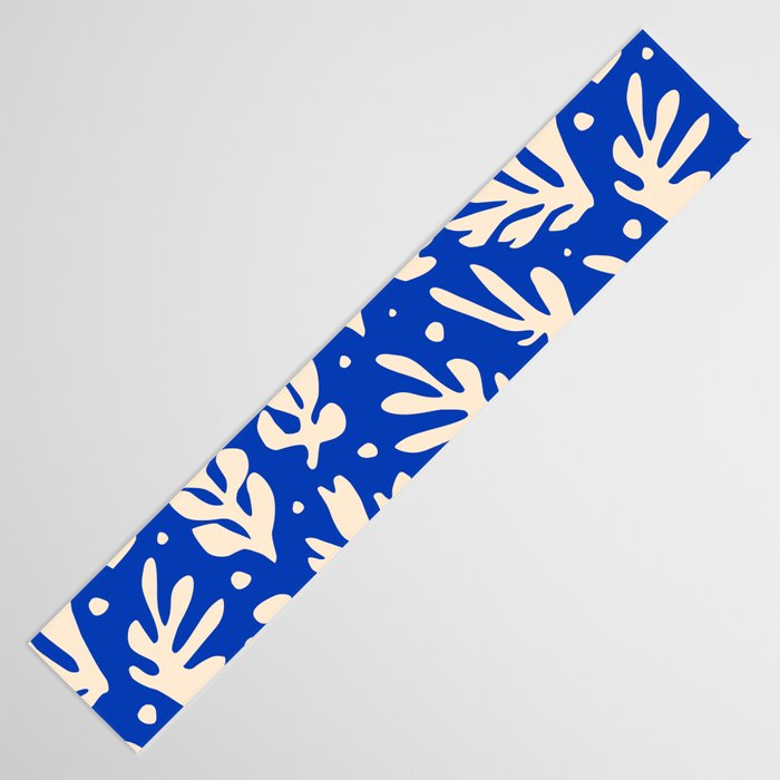 matisse pattern with leaves in blu Table Runner Gallery Image 3