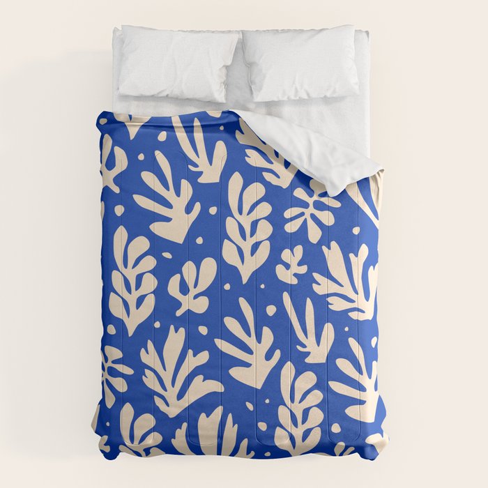 matisse pattern with leaves in blu Comforter Gallery Image 6
