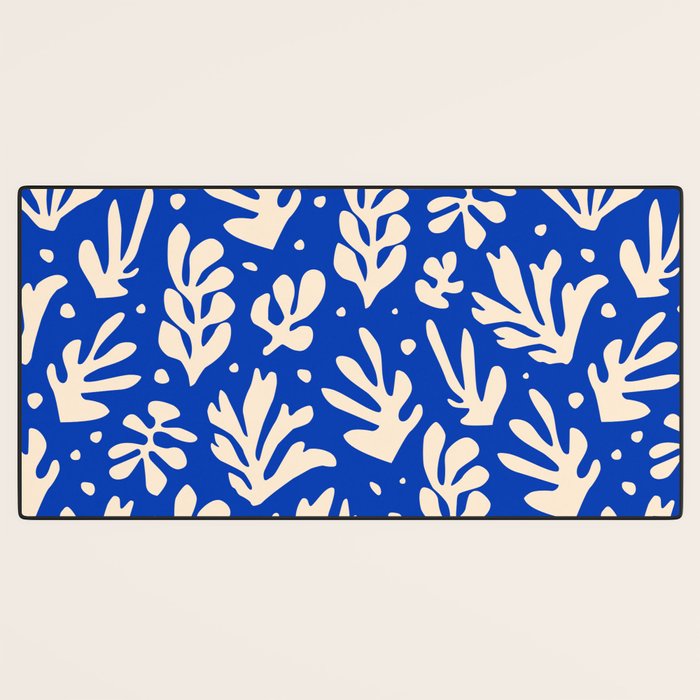 matisse pattern with leaves in blu Desk Mat Gallery Image 3