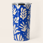 matisse pattern with leaves in blu Travel Mug Gallery Image 1