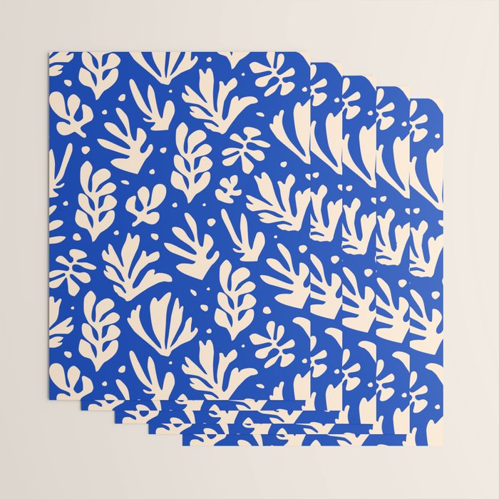 matisse pattern with leaves in blu Wrapping Paper Gallery Image 3