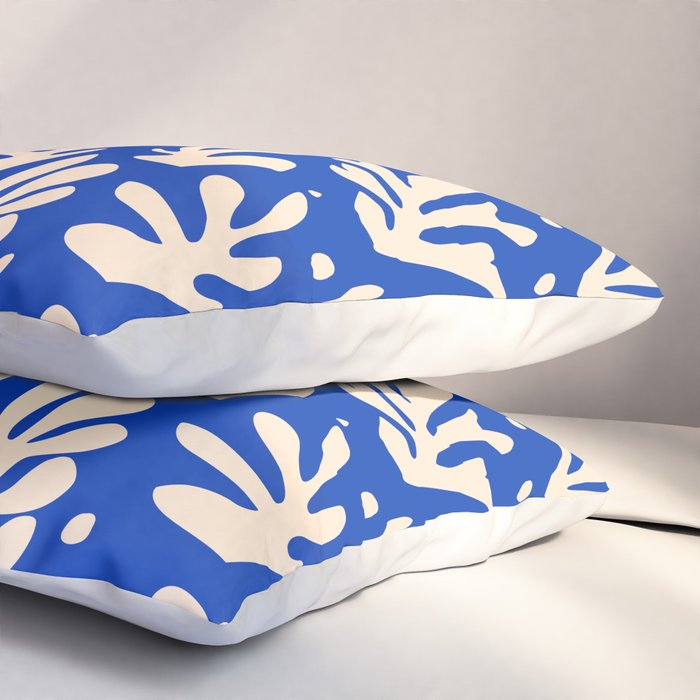 matisse pattern with leaves in blu Pillow Sham Gallery Image 3