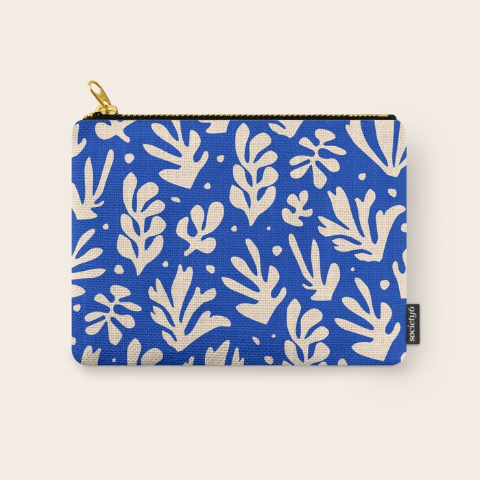 matisse pattern with leaves in blu Carry All Pouch Gallery Image 1