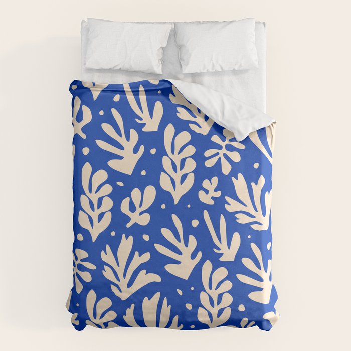 matisse pattern with leaves in blu Duvet Cover Gallery Image 6