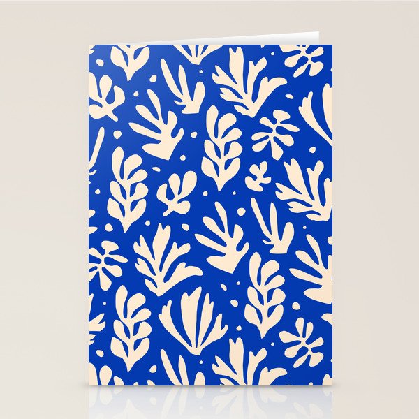 matisse pattern with leaves in blu Stationery Card Gallery Image 1