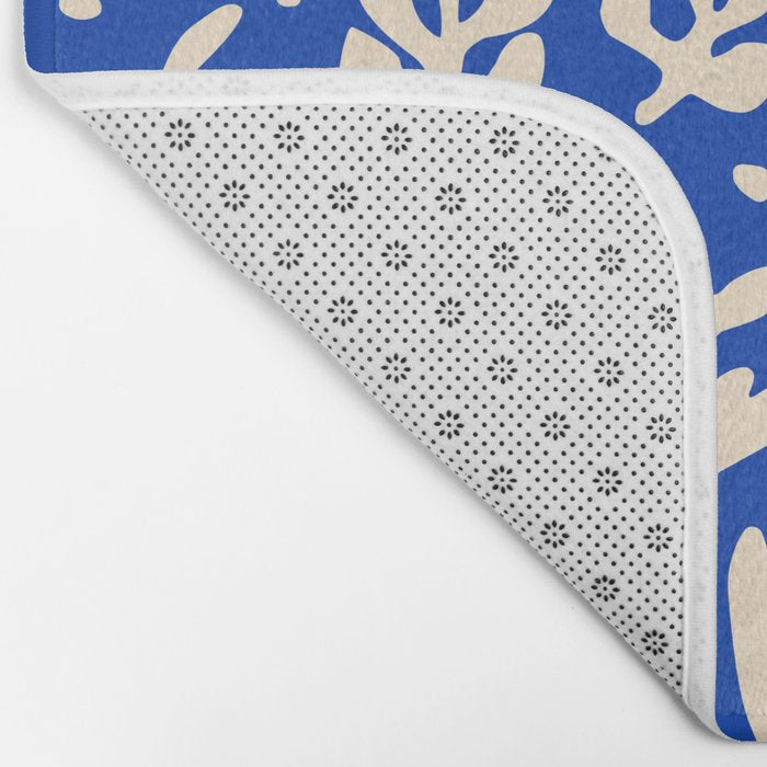 matisse pattern with leaves in blu Bath Mat Gallery Image 2