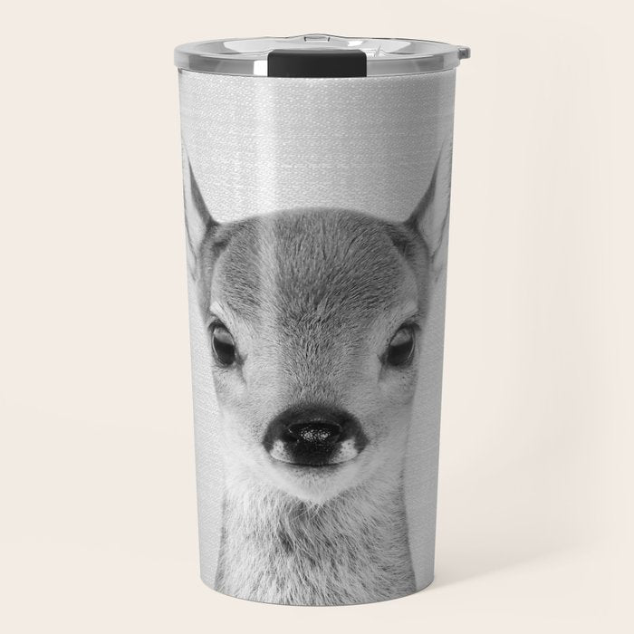 Baby Deer - Black & White Travel Mug Gallery Image 1