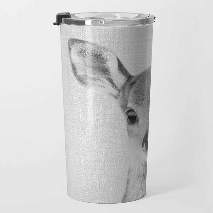 Baby Deer - Black & White Travel Mug Gallery Image 3