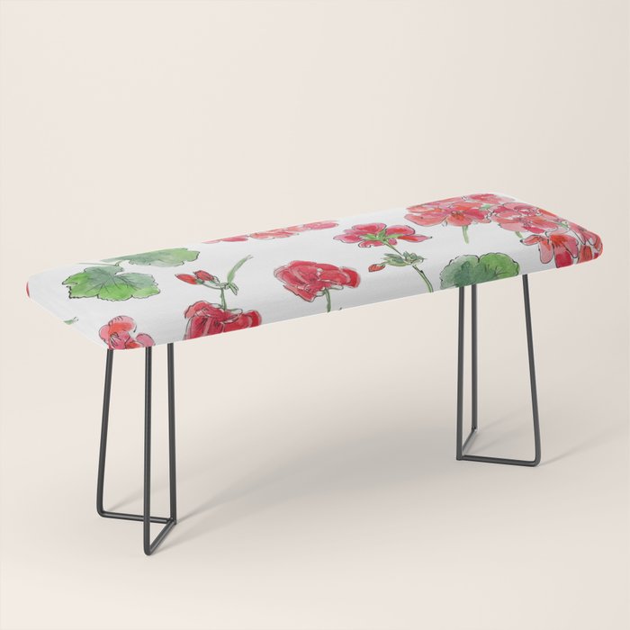 Red Geranium Pattern Bench Gallery Image 1