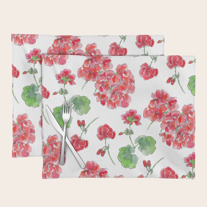 Red Geranium Pattern Placemat Gallery Image 1