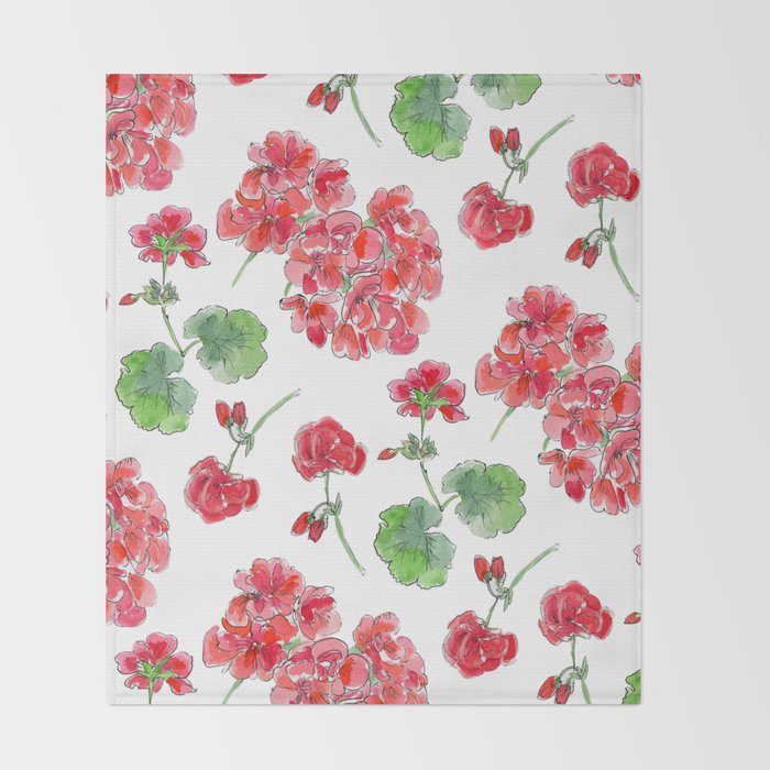 Red Geranium Pattern Throw Blanket Gallery Image 2