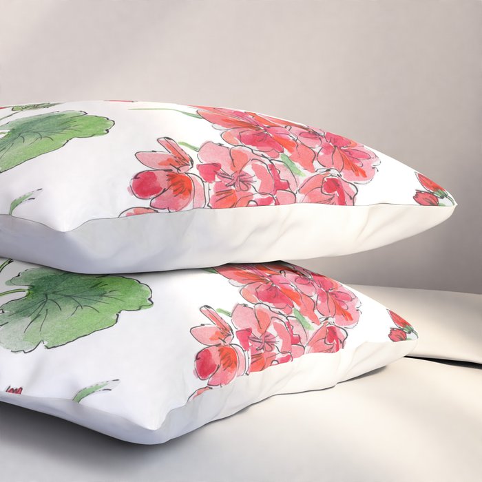 Red Geranium Pattern Pillow Sham Gallery Image 3