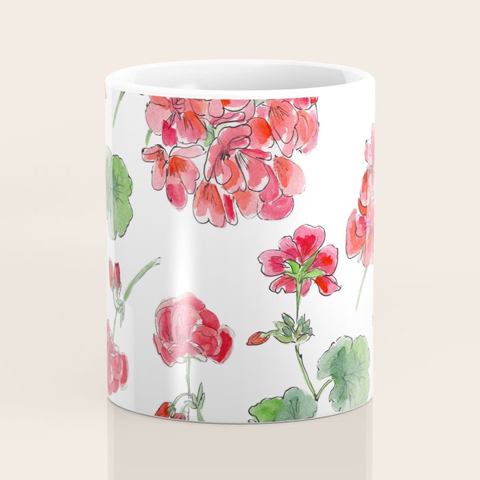 Red Geranium Pattern Coffee Mug Gallery Image 4
