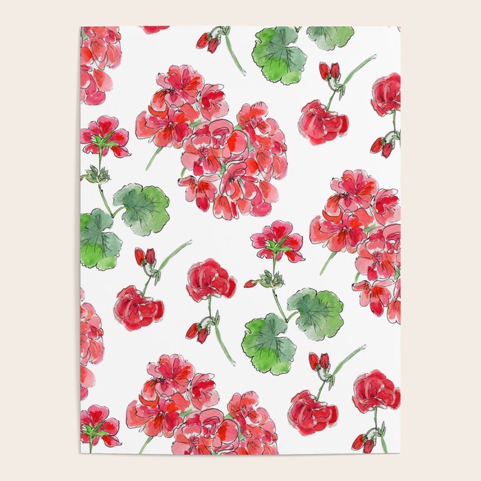 Red Geranium Pattern Poster Gallery Image 4