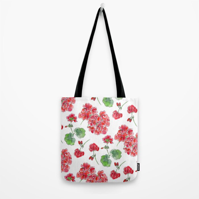 Red Geranium Pattern Tote Bag Gallery Image 2