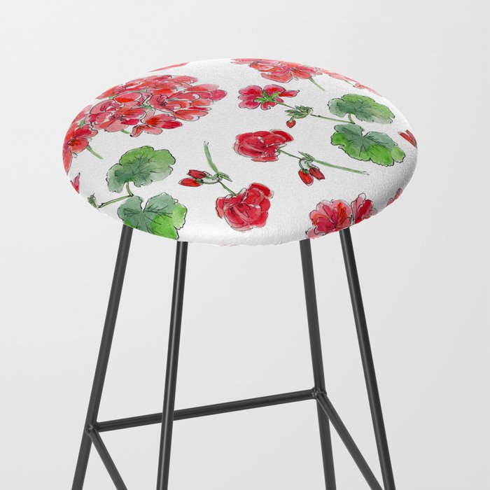 Red Geranium Pattern Stool Gallery Image 2