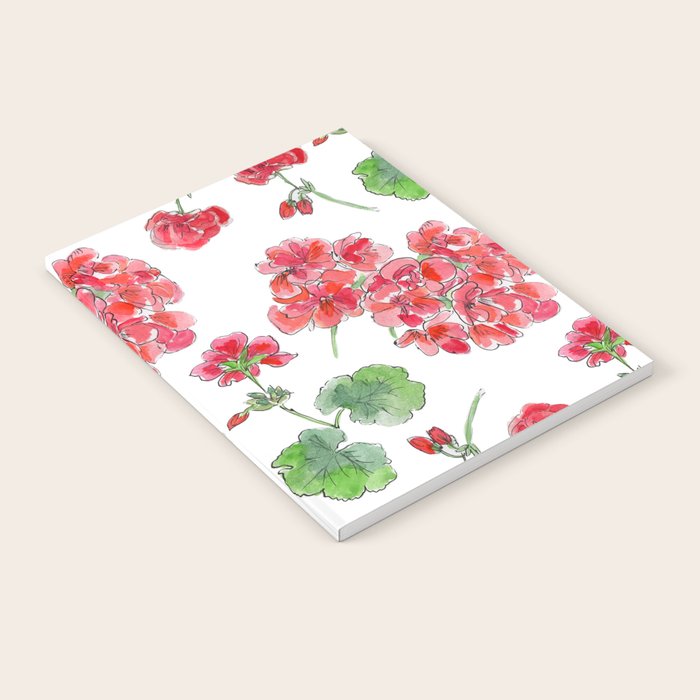 Red Geranium Pattern Notebook Gallery Image 1
